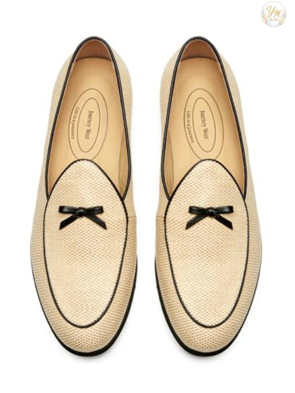 Men's Raffia Loafers Slip-on Casual Wedding Shoes Genuine Leather Insole